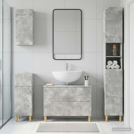 vidaXL 4 Piece Bathroom Cabinet Set DELFT Concrete Grey (1/5)