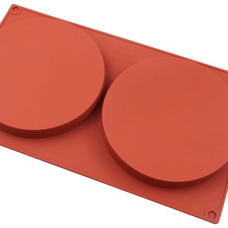 Molde redondo de silicona de 14 cm con doble cavidad para bento, apto para horno y congelador, fácil de desmoldar. (1/5)
