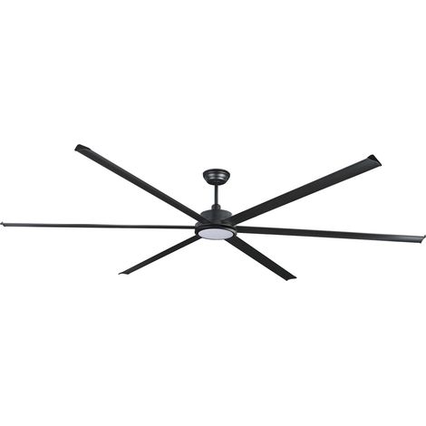 Faro Rotterdam Ventilador de techo XXXL de 6 aspas, color negro mate, con luz de 3000 K (1/2)