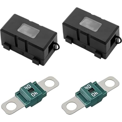 Lot de 2 kits de porte-fusibles AMI/MID, fusibles boulonnés à haute intensité 40 A avec couvercle et goujon M6, accessoires de protection de circuit automobile, universels pour berlines, bus (1/5)