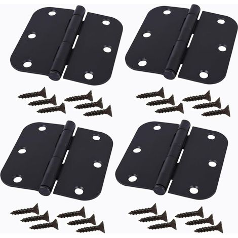 Set mit 4 robusten 3,5-Zoll-Scharnieren für Gartenhaustüren, Bandscharniere, schwarze Schmiedeeisenbeschläge für Holzschuppen, Scheunen, Zauntore, Schwingtore und Hoftore (1/5)