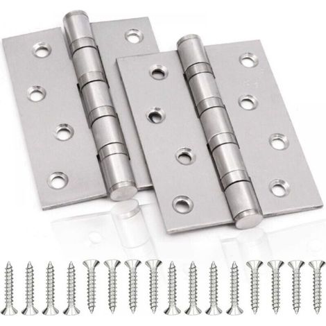 Stainless Steel Door Hinge, 2 Pcs Folding Door Hinges, 3mm Thick Stainless Steel Hinge, for Solid Interior Doors (Silver, 100X75mm)