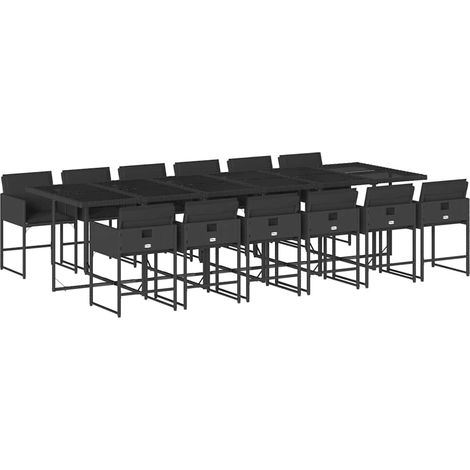 Garden Dining Set  Black  PE Rattan  13-piece set for 12 people vidaXL