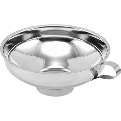 Dailygoods Imbuto in acciaio inox, grande imbuto da cucina, imbuto per marmellata con setaccio, imbuto per liquidi, resistente e facile da pulire, con maniglia per appenderlo (1/5)