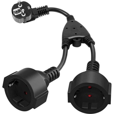 Enowelir Adaptateur Double Prise Schuko 16A 250V 3680W Rallonge 2 Voies IP44 (1/5)