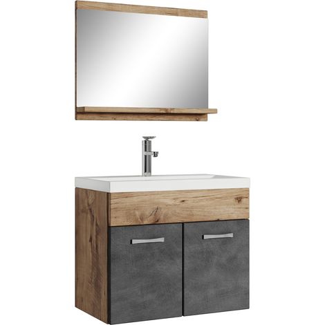 Mobile da bagno Montreal 02 60cm Rovere Castagno / Grigio - armadio mobiletto