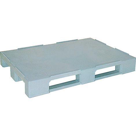 BRB Kunststoffpalette LxBxH 1200x800x150 mm, geschlossene Deckfläche mit Sicherungsrand, 3 Kufen, grau (1/3)