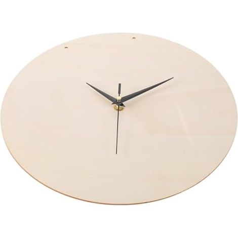 2 Ensembles Kit DIY Horloge Murale Bois Naturel Cadran Rond Bois Brut avec Mécanisme et Aiguilles pour Projet Créatif Salon Chambre (1/5)