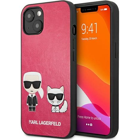 Karl Lagerfeld Ikonik Karl & Choupette Fuchsia iPhone 13 mini Hülle (1/5)