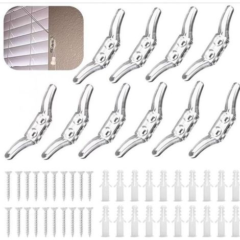 10x Attaches Cordons Store Enrouleur avec Vis, Fixations Transparentes pour Stores, Volets Roulants et Rideaux (1/4)