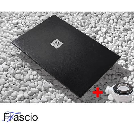 Piatto Doccia 65X200 cm Vulcano Line Slim Nero In Resina Sintetica e Polvere Di Marmo Con Piletta In Omaggio - FRASCIO