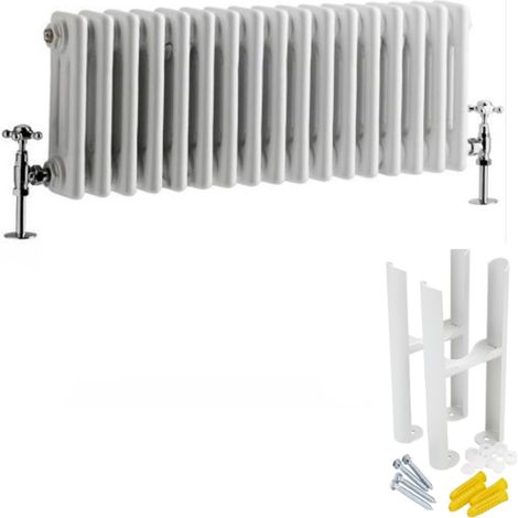 Milano Windsor White Cast Iron Style Horizontal Triple Column Radiator with Feet - 300mm x 785mm (1/5)