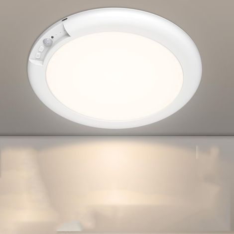 Plafonnier à détecteur de mouvement, plafonnier LED rond, éclairage de placard 220 V, lumière blanche 6 500 K (piles + télécommande non incluses) (1/5)
