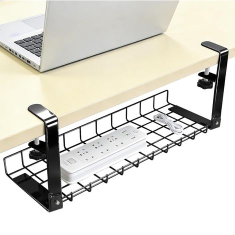 Plateau de Gestion des Câbles Lot de Cable Management Organisateur De Câbles Sous Bureau, 380×190×195 mm Câbles sans Perçage, Câbles en Fil Métallique pour La Gestion des Câbles et des Multiprises (1/5)