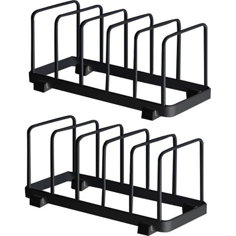 Assiette Organisateur, Égouttoir à Vaisselle, Supports à Assiettes, Organisateur d'Étagère à Assiettes, Rangement de Planche à Découper pour Cuisine Comptoir Placard (Noir, 2 Pièces) (1/4)