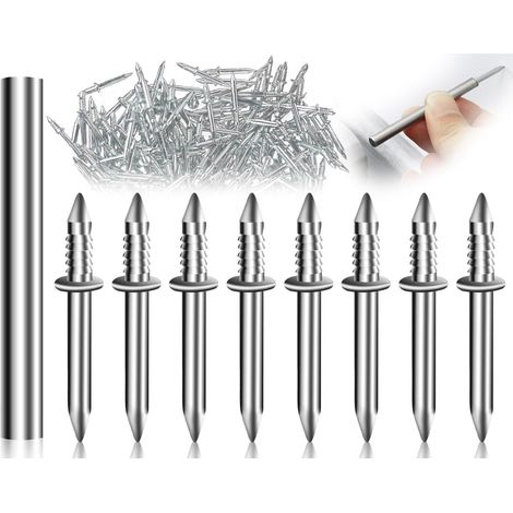 100 pièces clou sans couture avec filetage de base à double tête, clou pour plinthes sans marquages, avec outil à manchon (1/5)