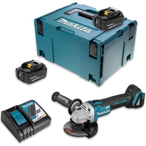 Makita – Meuleuse 125 mm 18V Li-Ion – 2 batteries 4Ah – Moteur Brushless – Vitesse max 8500 min⁻¹ – Pour béton armé et métal