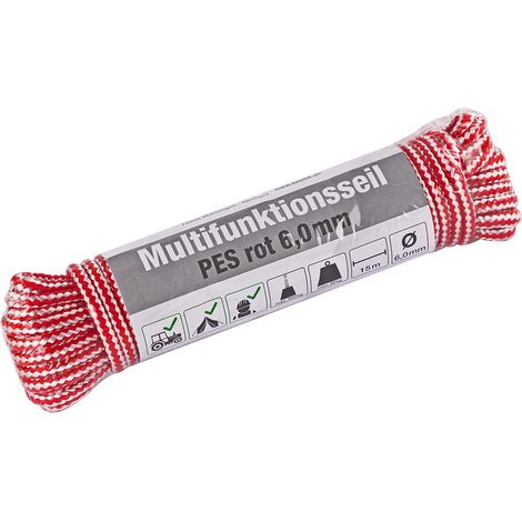 KesTek Multifunktionsseil PES rot 6,0mm – 15m mit hoher Reißfestigkeit (1/4)