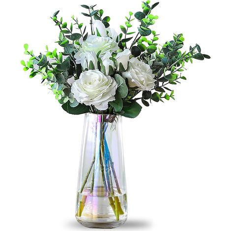 Vase pour fleurs Vase en verre coloré Vase en verre irisé en verre moderne 22x10cm (1/4)