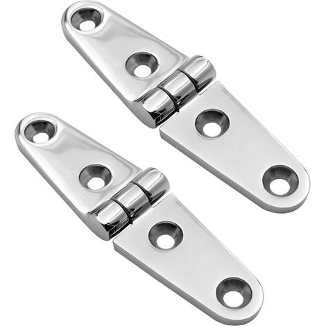 Charnières de porte en acier inoxydable 316 poli miroir – 2 pièces, 25 × 100 mm, pour armoire marine ou extérieure (1/5)