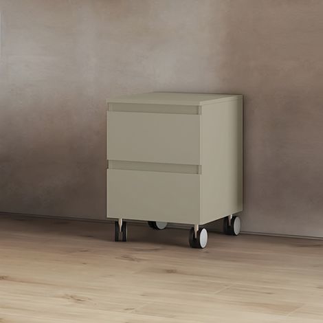 Carrello 2 cassetti 41x44xH58 multiuso in legno con ruote Tortora Opaco (1/3)