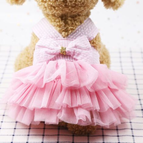 Robes pour chien, vêtements tendance pour animaux de compagnie, robes de princesse en maille rayée pour chiots (rose, taille S)