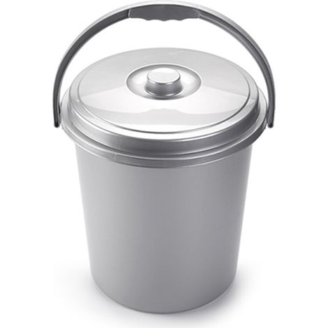 CUBO BASURA CON TAPA 21 LITROS PLATA ECO PLASTICFORTE