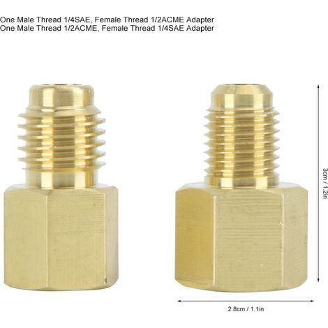 2 Pièces Adaptateur Réfrigération Laiton 1/2 ACME pour Pompe à Vide et Connecteur de Port (1/5)