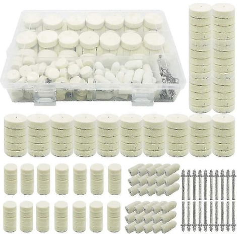 Roues de polissage en laine de 200 pièces avec tiges métalliques, compatibles avec les accessoires de polissage pour outils rotatifs Dremel. (1/5)