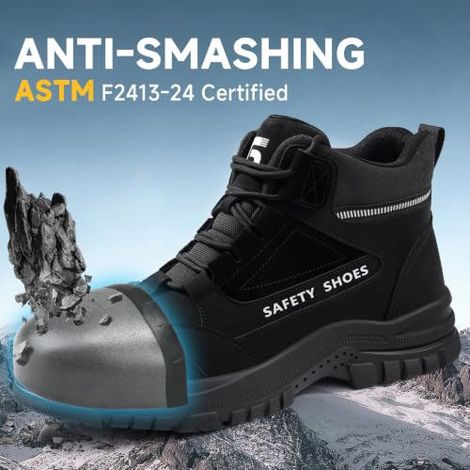 Bottes de travail à embout d'acier pour hommes, bottes de sécurité résistantes à la perforation (1/4)