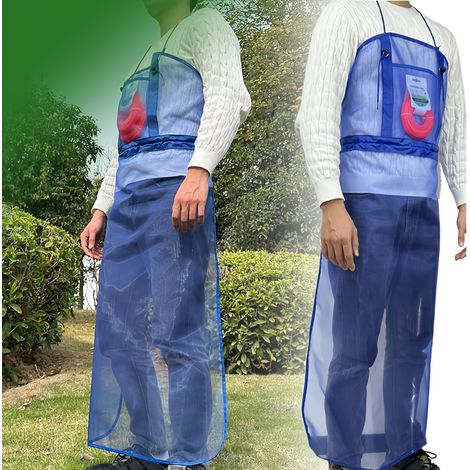 1 pièce Tablier de tondeuse à gazon à maille pleine recouverture avec poches, pour le jardinage, la taille et l'aménagement paysager, bleu (1/4)