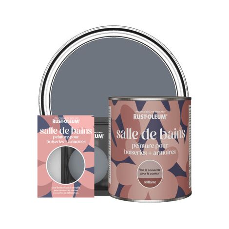 Peinture pour Boiseries & Armoires de Salle de Bains, Finition Brillante - Gris Marine (1/2)