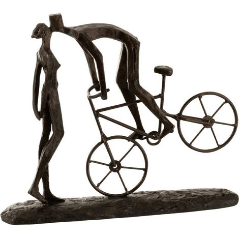 Statuette Déco "Couple sur Vélo" 36cm Marron