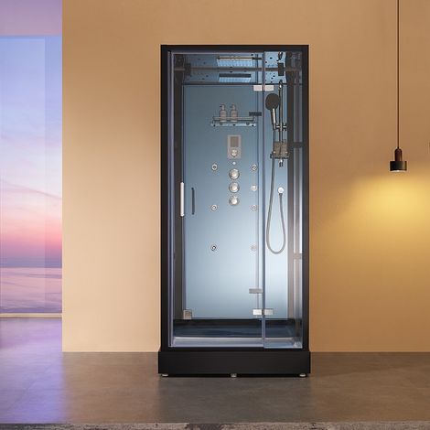 Cabine douche hammam XONE 100 MIROIR BLEU Archipel® - 100x90 cm (1/5)