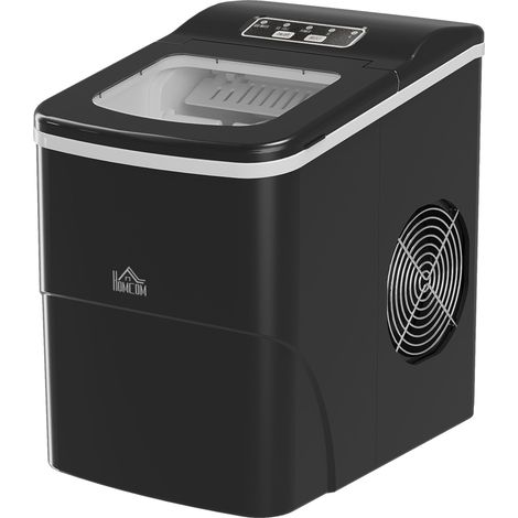 Machine à glaçons autonettoyante 12kg/24h, 9 glaçons en 8 min, machine à glace portable avec cuillère et panier, réservoir 1,8L, pour maison/cuisine/camping, PP noir (1/5)