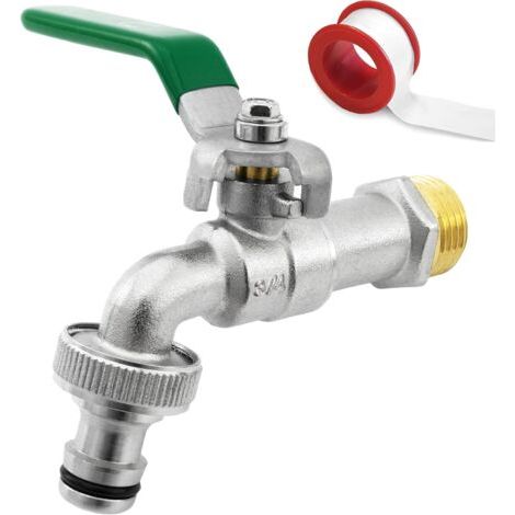 1 Robinet Laiton 3/4 Pouce, Résistant Gel Et Rouille, Raccord Tuyau Inclus, Pour Jardin Et Machine À Laver (1/5)