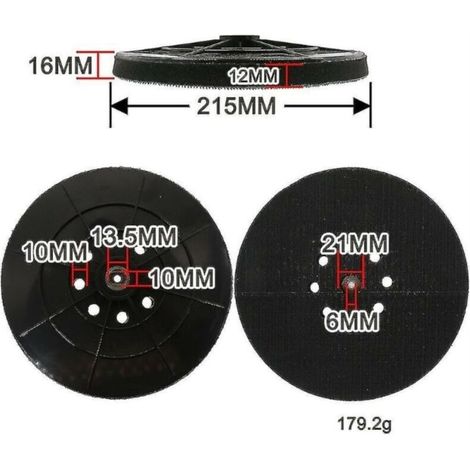 Plateau de ponçage 215 mm compatible avec ponceuse à sec Einhell Tc dw 215 Te dw