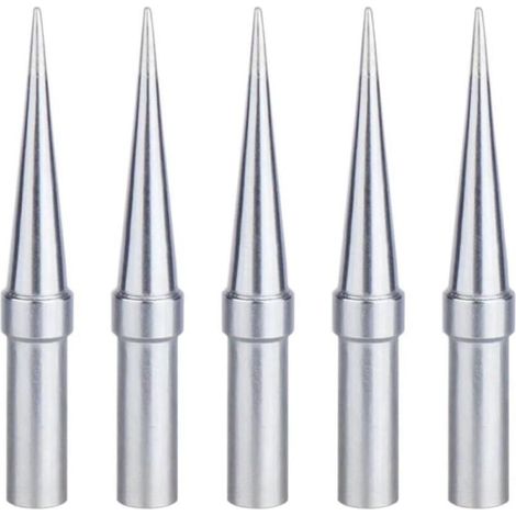 Set di punte per saldatore, 5 pezzi, punte coniche di ricambio da 0,4 mm, punte in rame nichelato, compatibili con i saldatori Weller WESD51 WES51 WES50