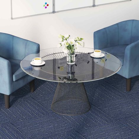 vidaXL Carreau de tapis Rayé Bleu 50 x 50 cm 4 pcs PP et Bitume (1/5)