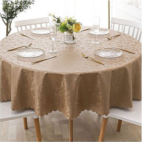 Tablecloth ronde Jacquard, tablecloth in superfibre waterproof, tablecloth for use outdoor and indoor (1/5)