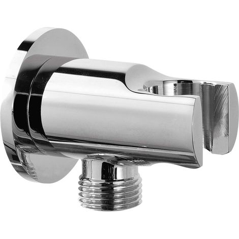 Support douche avec prise d’eau 11995 – Raccord en laiton chromé – Connexion standard 1/2" – Pour salle de bain moderne – Damast (1/2)