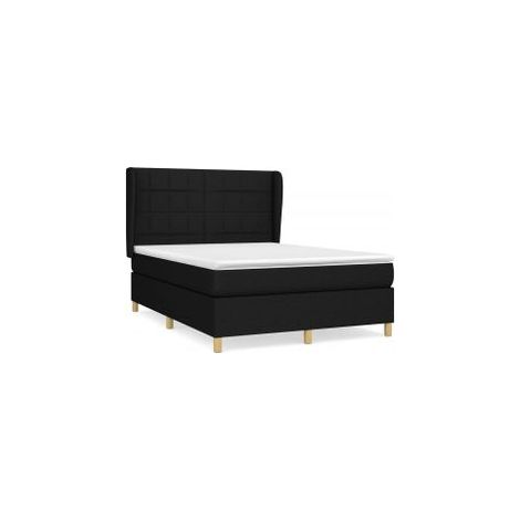Sommier à lattes de lit avec matelas Noir 140x190 Tissu (1/5)