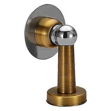 Butée de porte magnétique en acier inoxydable, finition laiton, résistante au vent, fixation murale ou au sol. (1/4)