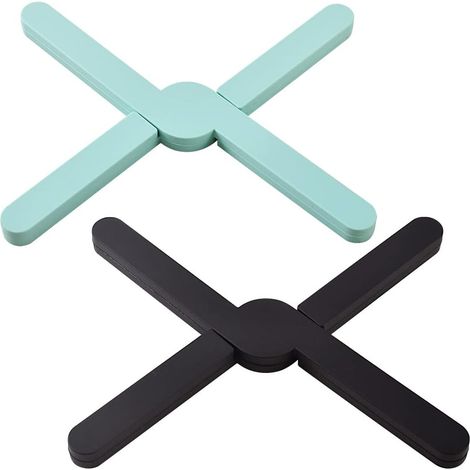 Dessous de plat pliables et antidérapants en silicone pour plats chauds, lot de 2, maniques extensibles écologiques en silicone, forme en croix pliable