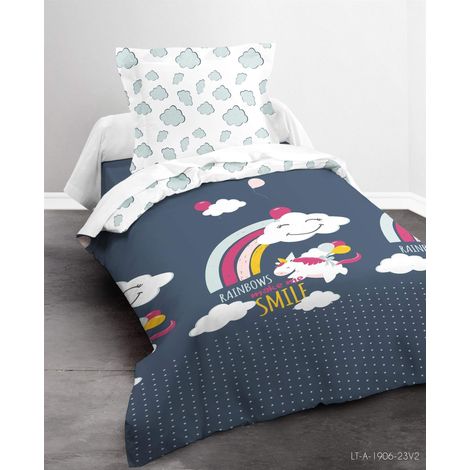 Parure Enfant - Housse de Couette 140x200 cm + 1 taie d'oreiller 63x63 cm - 100% Coton 57 Fils - Dessin (1/3)