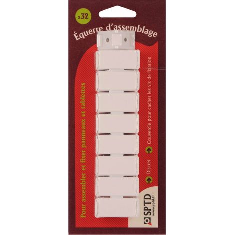 32 Taquets D'Assemblage Blanc, L.1.5 X L.3 Cm