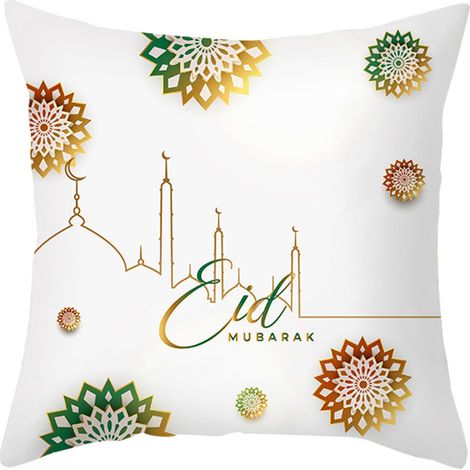 Housse de coussin en velours peau de pêche Golden Moon à imprimé ethnique (1/2)
