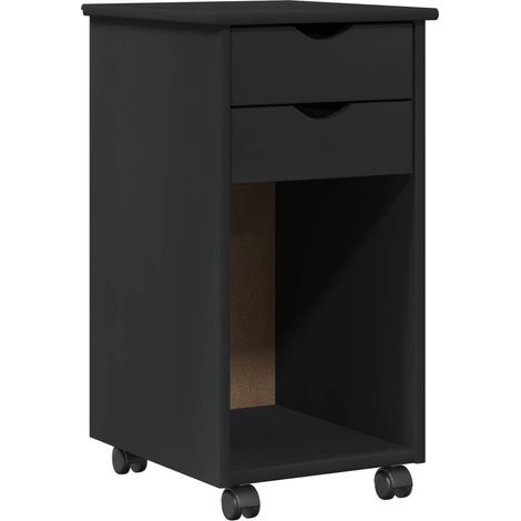 Gabinete rodante Negro 34 x 39 x 65,5 cm Pino macizo vidaXL