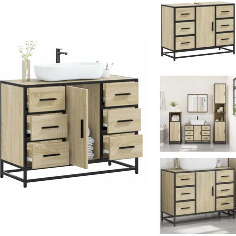 Waschbeckenunterschrank Sonoma-Eiche 80x33x60 cm Holzwerkstoff - Waschbeckenunterschrank - Waschbeckenunterschränke - Waschbeckenschrank - Waschtisch (1/5)