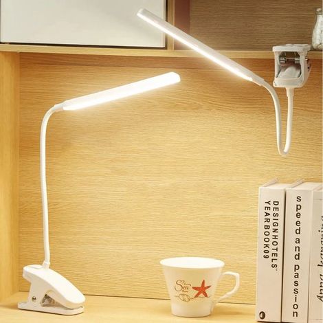 LED Leselampe mit Klemme, USB aufladbar, augenschonend, 24 LEDs, flexibler Hals, Nachttischlampe, Touch Bedienung, tragbar, klemmbar, Schreibtisc (1/2)